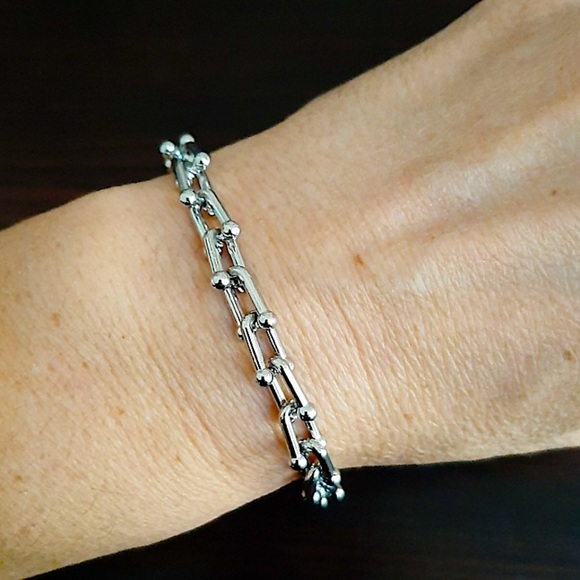 Sterling Silver U Link Bracelet, Horseshoe, Paperclip unisex - Picture 9 of 9